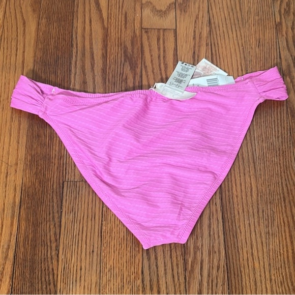 Jessica Simpson Pretty Pique Side-Shirred Bikini Bottom Femme Pink Size L NWT - Picture 3 of 7